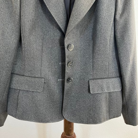 Kasper Womens' Size 12P Long Sleeve Heather Gray Three-Button Peak Lapel Blazer - Picture 4 of 11